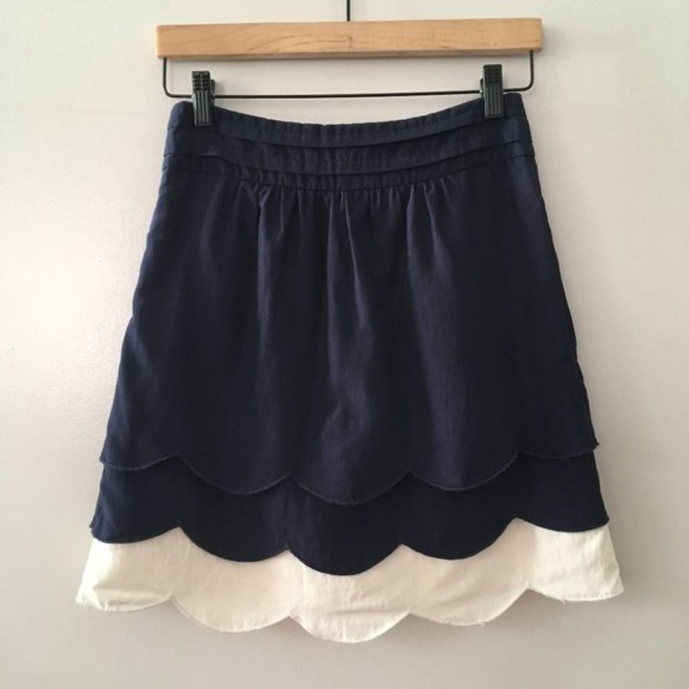 Anthropologie navy scalloped Clouds mini skirt 4